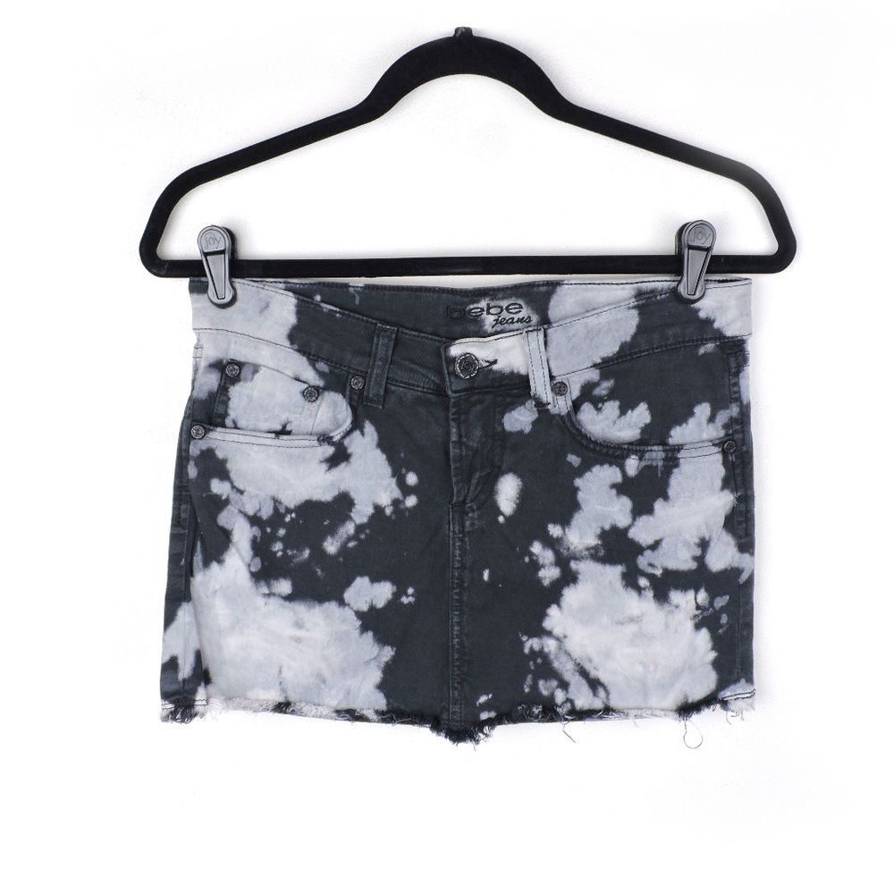 Bebe Black Tie Dye Denim Mini Skirt Size 25